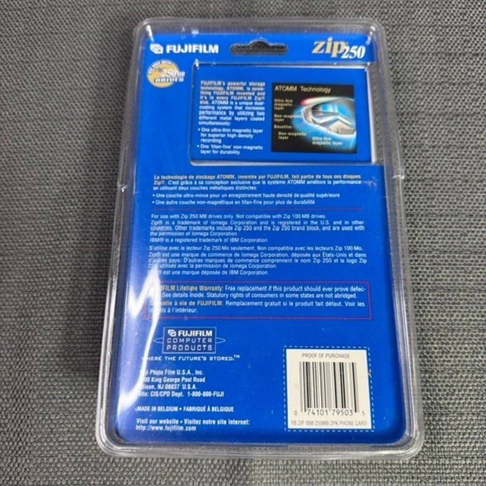 FujiFilm Zip 250 IBM Formatted Disk Set Of 2 New Sealed For 250MB Zip Drives